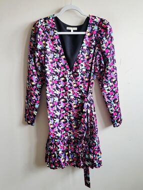WAYF Colorful Confetti Abstract Wrap Dress